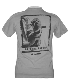 Camiseta de algodão estonada masculina com estampa prepara papai.