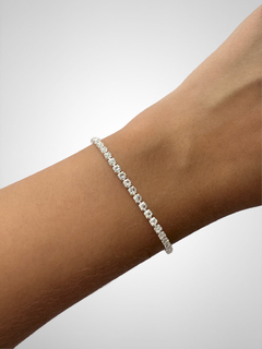 Pulseira Strass Folheada Prata