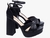 Sandália Feminina Preto 3 tiras Salto Alto 12 CM