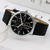 Quartz watch with three eyes for men, chronograph with blue glass strap