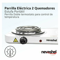 Parrilla Electrica Dos Quemadores Doble Termostato Estufa Nevashel Nevashel PEISP-2021 - comprar en línea