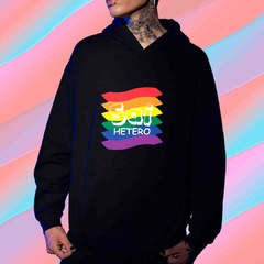 Blusa Moletom Canguru com Bolso e Capuz LGBT+ - Sai Hetero