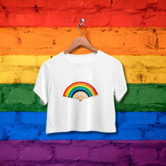 Cropped Leque - Bandeira Orgulho - Branco - Preto - LGBT na internet