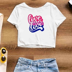 Cropped Love is Love Bisexual - ORGULHO - Branco - Preto - LGBT - loja online