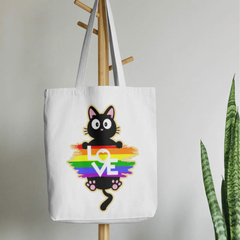 Bolsa Ecobag - GATO LOVE - Ecológica 100% Algodão Cru