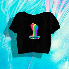 Imagem do Cropped Mão da Resistência - ORGULHO - Branco - Preto - LGBT