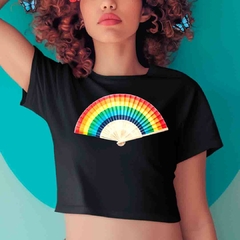 Cropped Leque - Bandeira Orgulho - Branco - Preto - LGBT - comprar online