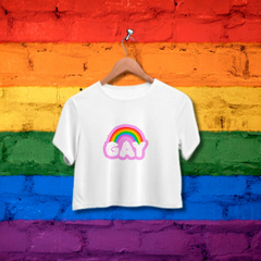 Cropped GAY ARCO IRIS - Branco - Preto - LGBT na internet