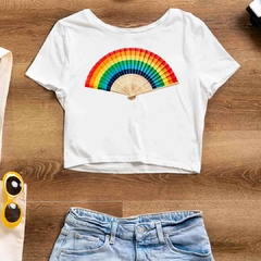 Cropped Leque - Bandeira Orgulho - Branco - Preto - LGBT - loja online