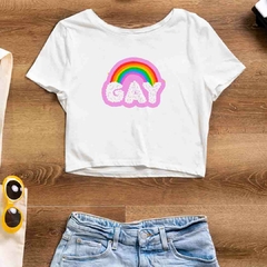 Cropped GAY ARCO IRIS - Branco - Preto - LGBT - loja online