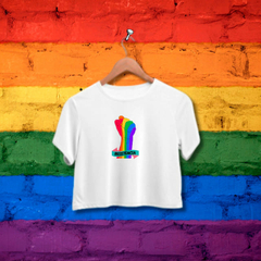 Cropped Mão da Resistência - ORGULHO - Branco - Preto - LGBT na internet