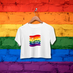 Cropped Sai Hetero - Bandeira Orgulho - Branco - Preto - LGBT na internet