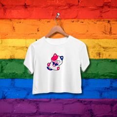 Cropped GATO Bissexual - Branco - Preto - LGBT na internet