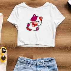 Cropped Gato Lésbicas - ORGULHO - Branco - Preto - LGBT - loja online