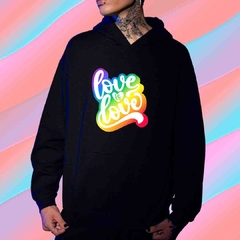 Blusa Moletom Canguru com Bolso e Capuz LGBT+ - Love is Love