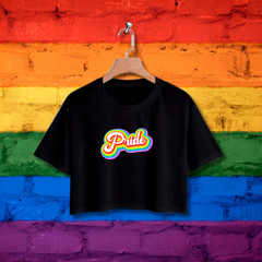 Cropped PRIDE - Branco - Preto - LGBT - Loja Áurea Atacado