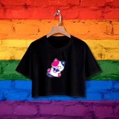 Cropped GATO Bissexual - Branco - Preto - LGBT - Loja Áurea Atacado