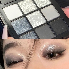 9 Cores Punk Smokey Matte Glitter Paleta De Sombra De Olhos Maquiagem Cinzado Pigmento Preto Cinza
