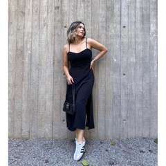 Vestido Midi com Alça e Regulagem em Laço nas Costas - loja online