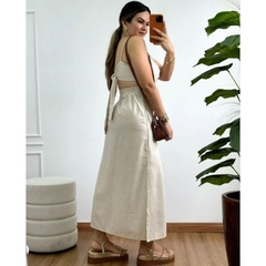Vestido Midi com Alça e Regulagem em Laço nas Costas - comprar online