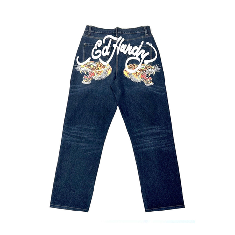 Calça Jeans Ed Hardy Tiger Heads