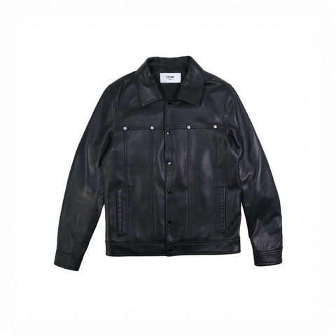 Jaqueta de Couro Celine Button Up