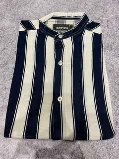 Camisa Rayada Lino manga corta