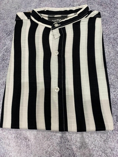 Camisa Rayada Lino manga corta - comprar online