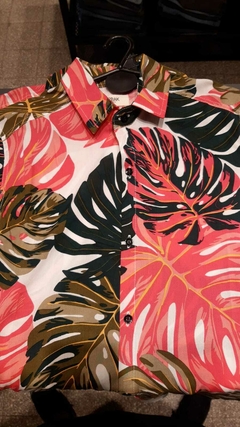 Camisa Fibrana Hojas Rosas