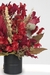 Centro De Mesa Arranjo Flores Desidratadas Vermelho Vaso Vidro Preto - comprar online