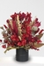Centro De Mesa Arranjo Flores Desidratadas Vermelho Vaso Vidro Preto