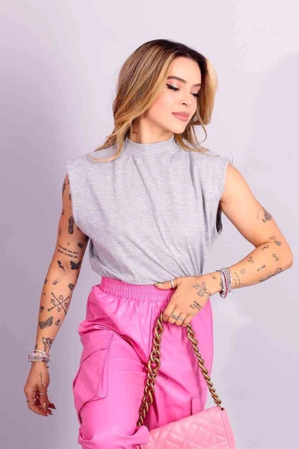 Muscle Tee Gola Alta Mescla