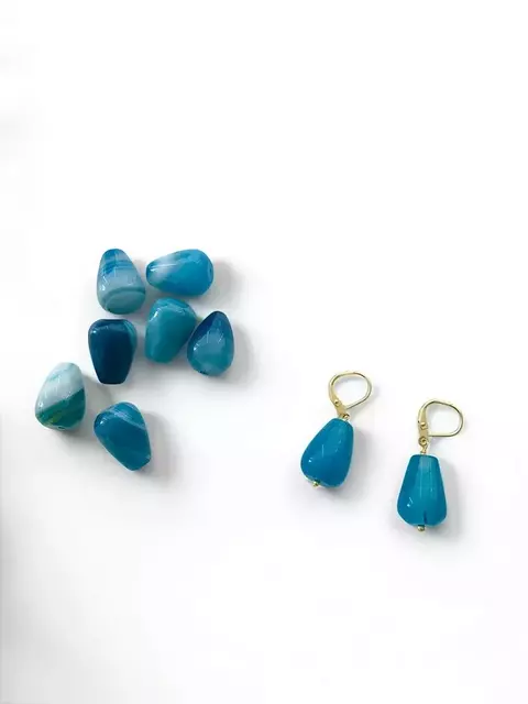 Brinco Ágata azul mesclado