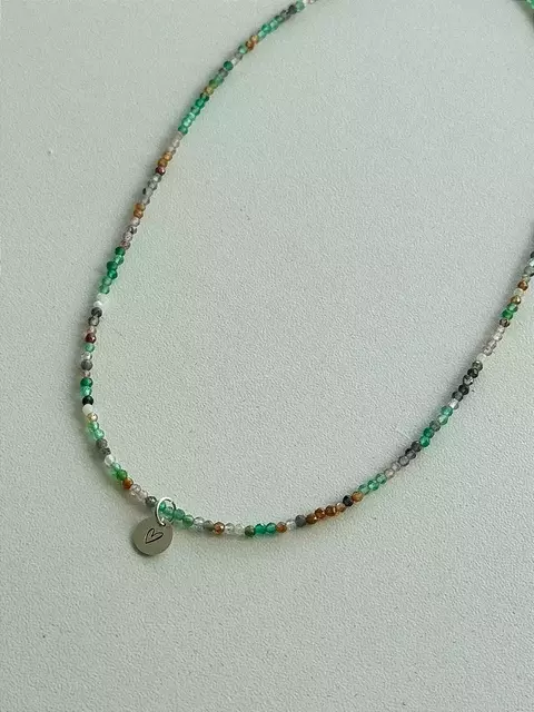 Colar Choker Mix Pedra Com Pingente Prata 925
