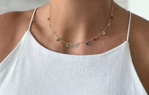 Colar choker rainbow