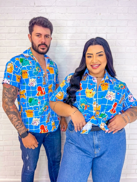 Camisaria camisa botão Pokémon