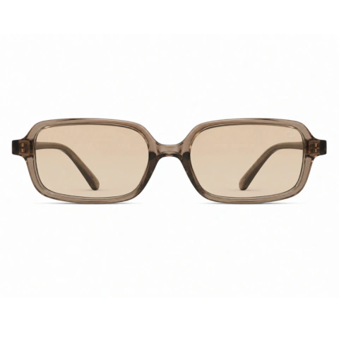 ÓCULOS DE SOL RETANGULAR ACETATO NUDE TRASNLÚCIDO COM LENTE MARROM