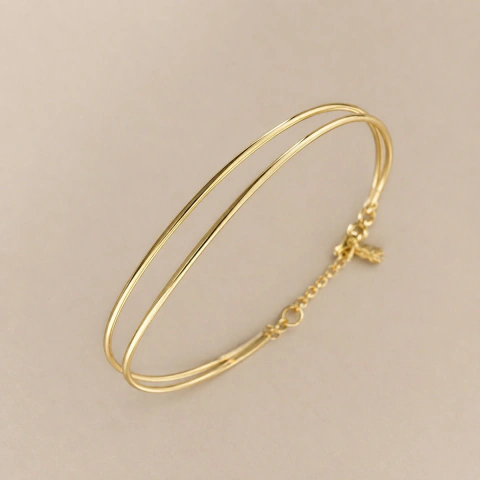 BRACELETE MINIMALISTA COM FECHO Z BANHADO A OURO 18K