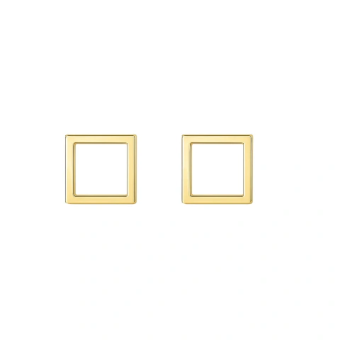 BRINCO QUADRADO VAZADO M Z BANHADO A OURO 18K