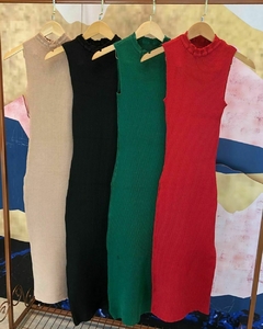 VESTIDO MIDI GOLA ALTA RAYON