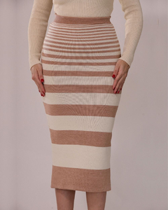 SAIA MIDI LISTRADA CINTURA ALTA PREMIUM - comprar online