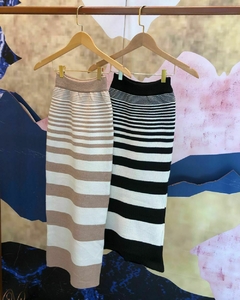 SAIA MIDI LISTRADA CINTURA ALTA PREMIUM - RC7 Fashion