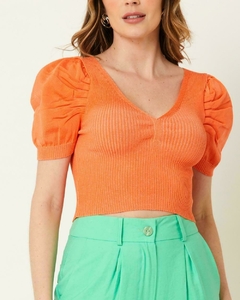 CROPPED MANGA PRINCESA BUFANTE ACABAMENTO CANELADO