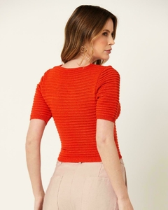 Blusa Croped canelada decote U - comprar online