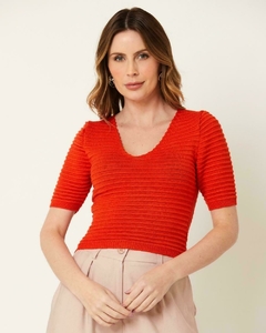 Blusa Croped canelada decote U