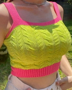 CROPPED ALCINHA MODAL BICOLOR DESENHO TRANÇADO - RC7 Fashion