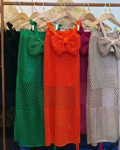 CONJUNTO TOP CROPPED AMARRAÇÃO E SAIA MIDI TELA - comprar online