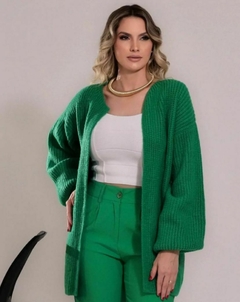 CARDIGAN FEMININO TRICOT MANGA LONGA BUFANTE - RC7 Fashion