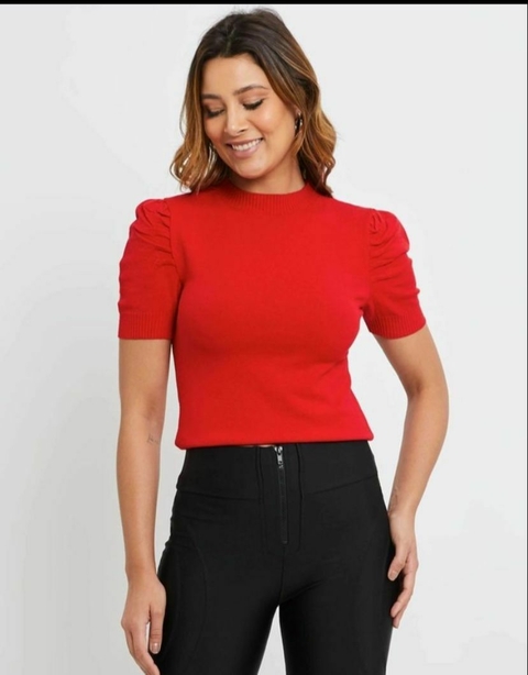 Blusa tricot modal manga bufante