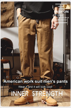 Calça casual de algodão reto masculino, multi bolsos, macacão tático militar na internet